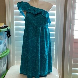 Lane Bryant Blue One-Shoulder Mini Dress